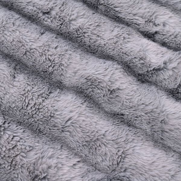 Doppellagige 350gsm Kunstfelldecke mit 220gsm Sherpa, Grau image number 2