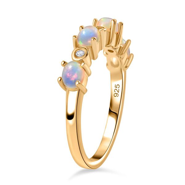 AA Nat&uuml;rlicher, &auml;thiopischer Welo Opal, Wei&szlig;er Zirkon Ring 925 Silber 750 Gelbgold Vermeil (Gr&ouml;&szlig;e 20.00) ca. 0,58 ct image number 6