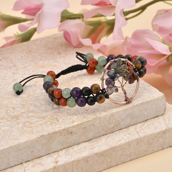 Mehrfarbiges Edelstein Armband, ca. 15.25 cm, Messing  ca. 69.00 ct image number 1