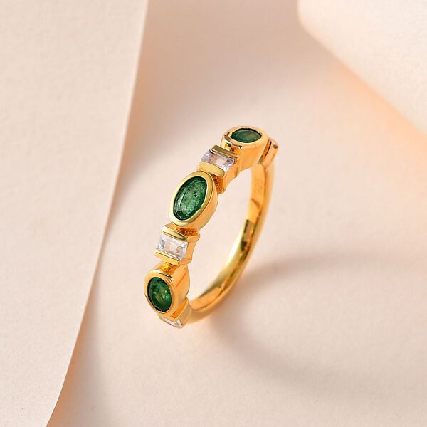 AA Kagem sambischer Smaragd und Zirkon-Ring- 1,16 ct. image number 2