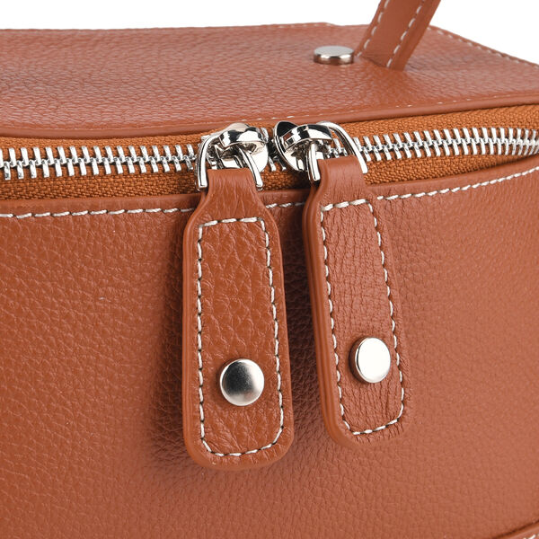 Echtleder City Crossbody-Tasche mit Tragegriff, Braun, 23.5x12x10 cm image number 7