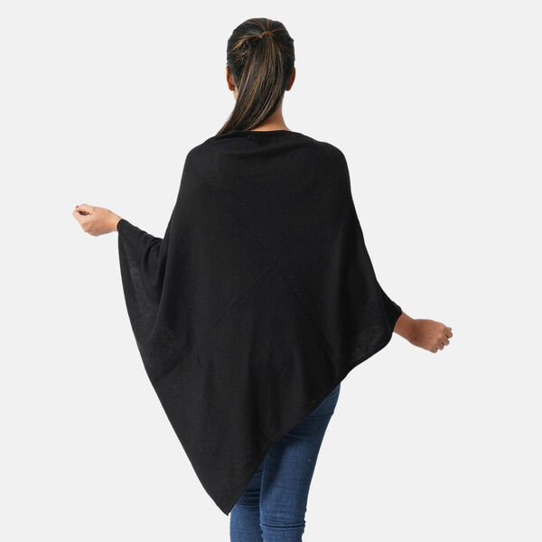Damen Poncho, 100 % Pashmina Kaschmirwolle, Schwarz image number 2