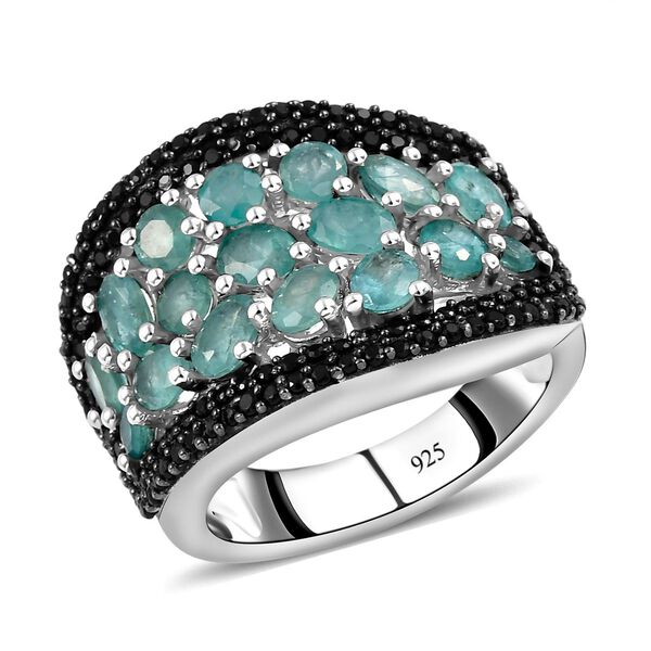 AA Grandidierit und schwarzer Spinell-Cluster-Ring in Silber image number 4