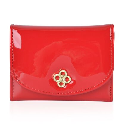 Gl&auml;nzendes RFID-Schutz Portemonnaie aus Lackleder, Gr&ouml;&szlig;e: 11x8.5x2cm, rot