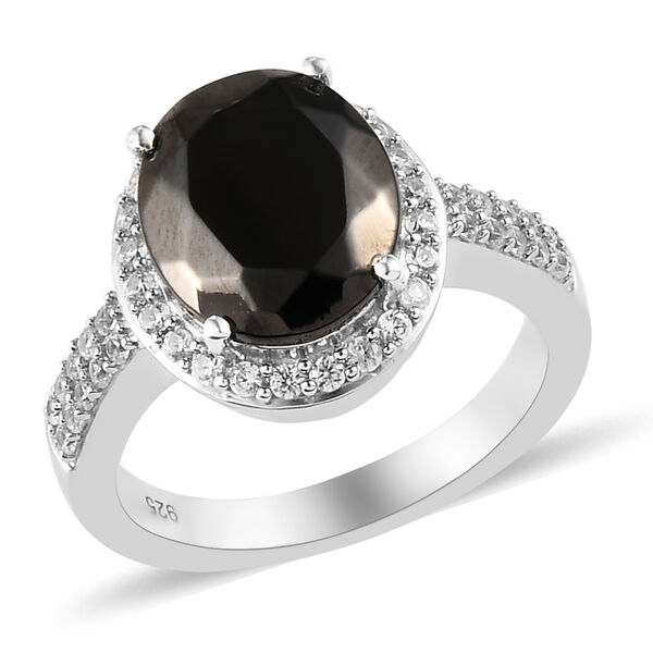 Elite Shungit und Zirkon Ring 925 Silber platiniert  ca. 2,82 ct image number 4