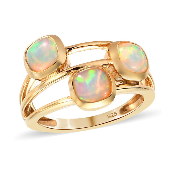 Natürlicher, äthiopischer Opal-Ring, 925 Silber vergoldet 0 c ca. 1,10 ct image number 4