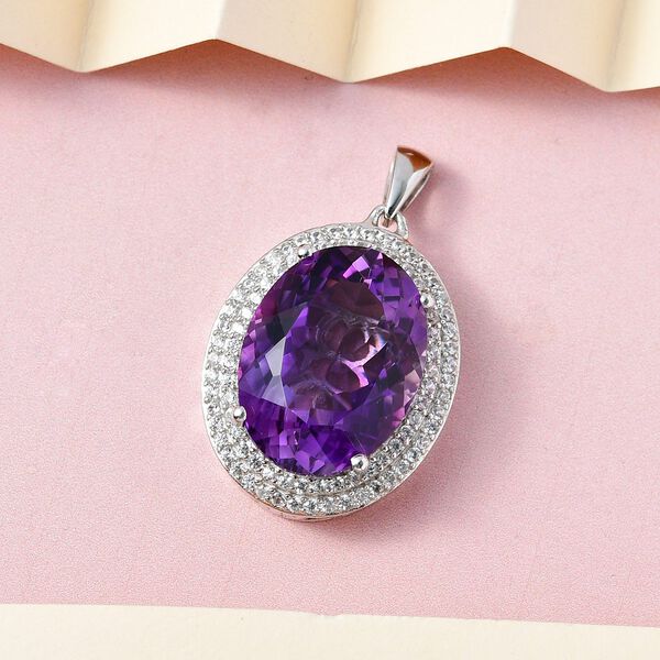 Lusaka Amethyst und Zirkon-Anh&auml;nger, 925 Silber platiniert ca. 19,39 ct image number 3