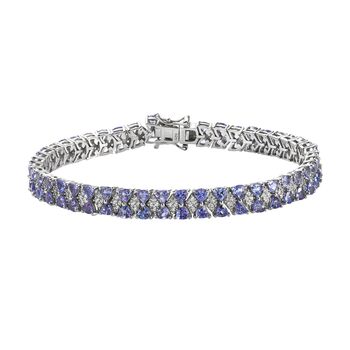 Tansanit und Zirkon Armband, 20cm - 11,09 ct.