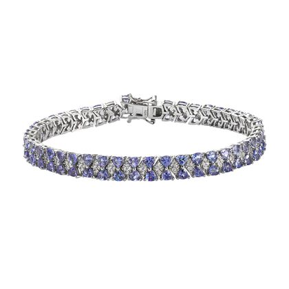 Tansanit, wei&szlig;es Zirkon Armband, ca. 20 cm, 925 Silber platiniert ca. 11.09 ct