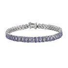 Tansanit, weißes Zirkon Armband, ca. 20 cm, 925 Silber platiniert ca. 11.09 ct