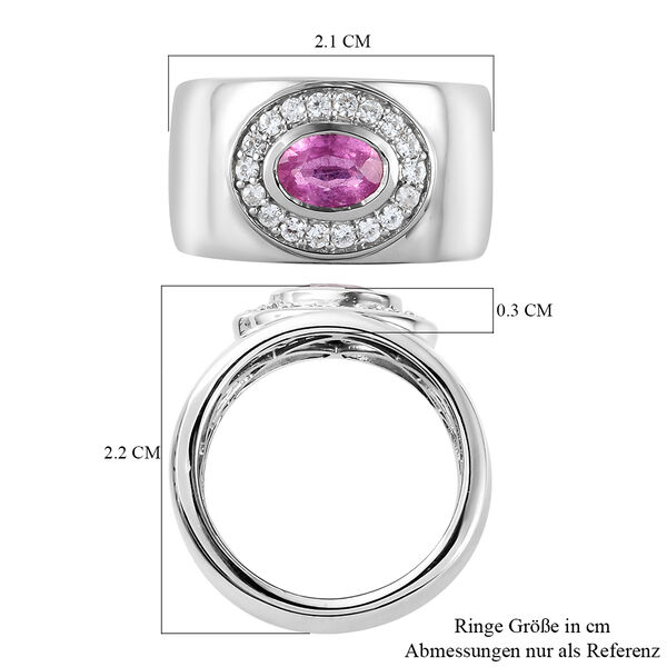 Premium Ilakaka Rosa Saphir und Zirkon Ring, 925 Silber platiniert, 1,43 ct. image number 7