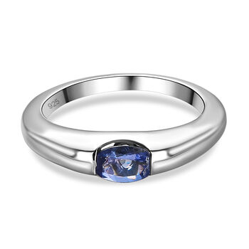 Tansanit-Ring, 925 Silber platiniert (Gr&ouml;&szlig;e 20.00) ca. 0,46 ct