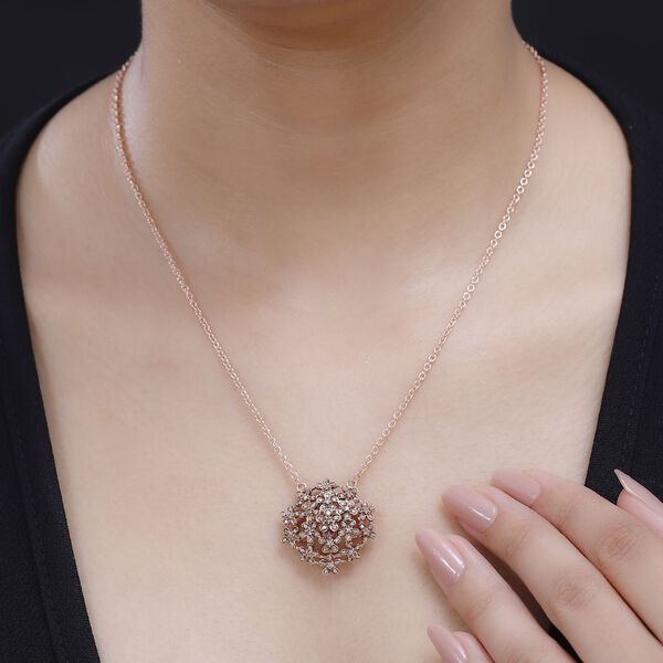 GP Italienischer Garten Kollektion - Nat&uuml;rlicher Champagner Diamant, Kanchanaburi Blauer Saphir Halskette ca. 45 cm 925 Silber 750 Ros&eacute;gold Vermeil ca. 0.51 ct image number 3