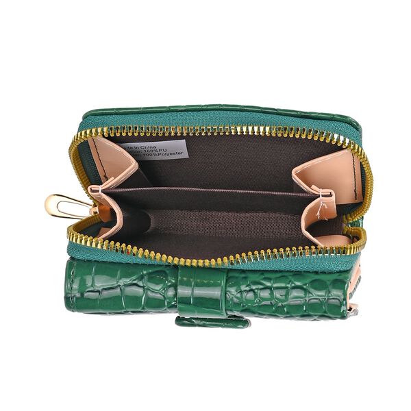 Stilvolle Geldb&ouml;rse mit Krokodilpr&auml;gung und RFID-Schutz, 11x8 cm, Gr&uuml;n image number 5