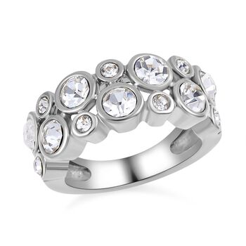 Wei&szlig;er Kristall-Ring in Silberton