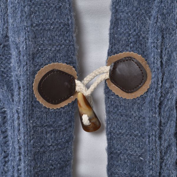 Lange Strickjacke mit Schlaufe, 87x44x60, Blau image number 7