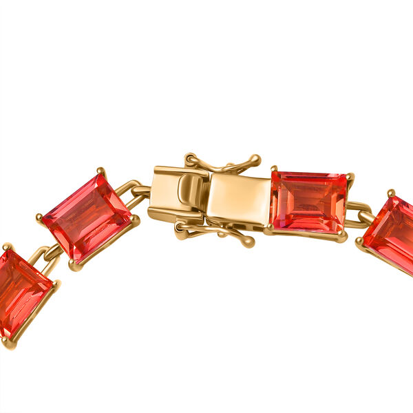 Padparadscha Quarz Triplette Armband ca. 20 cm 925 Silber 750 Gelbgold Vermeil ca. 39,02 ct. image number 4