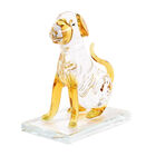 Dekorative Kristallglas Hunde-Figur auf quadratischem Ständer, 12x12x6 cm, Gelb image number 0