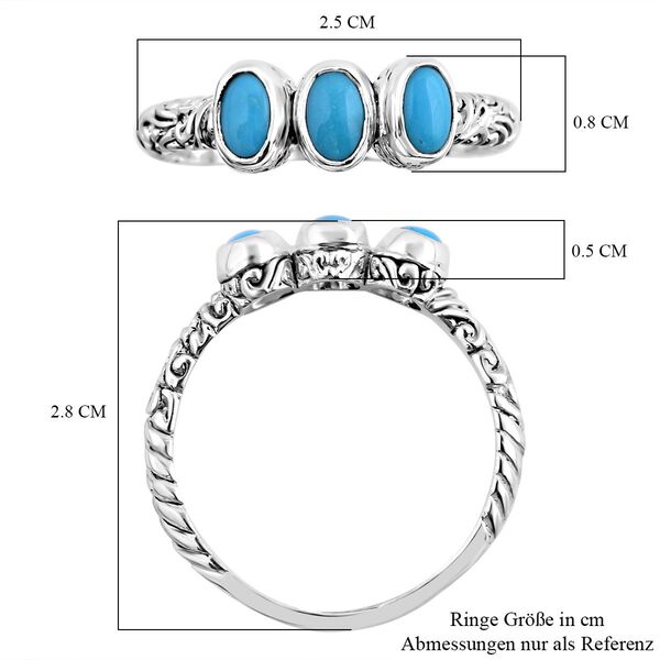 Royal Bali - Sleeping Beauty Türkis Ring, 925 Silber, (Größe 21.00), ca. 1.37 ct image number 5
