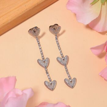 Herzf&ouml;rmige Kristall-Ohrh&auml;nger in Silberton