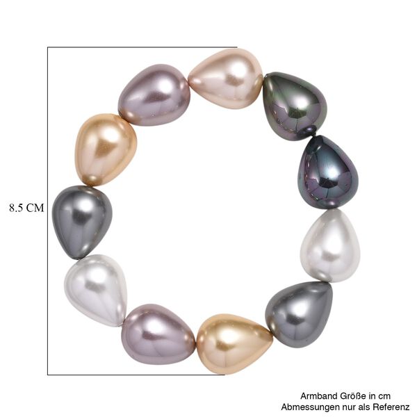 Flexibles mehrfarbiges Tropfen Muschelkernperle Armband image number 4