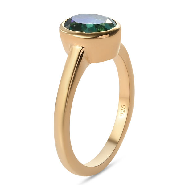 Pfau Triplett Quarz Solit&auml;r Ring 925 Silber vergoldet image number 5