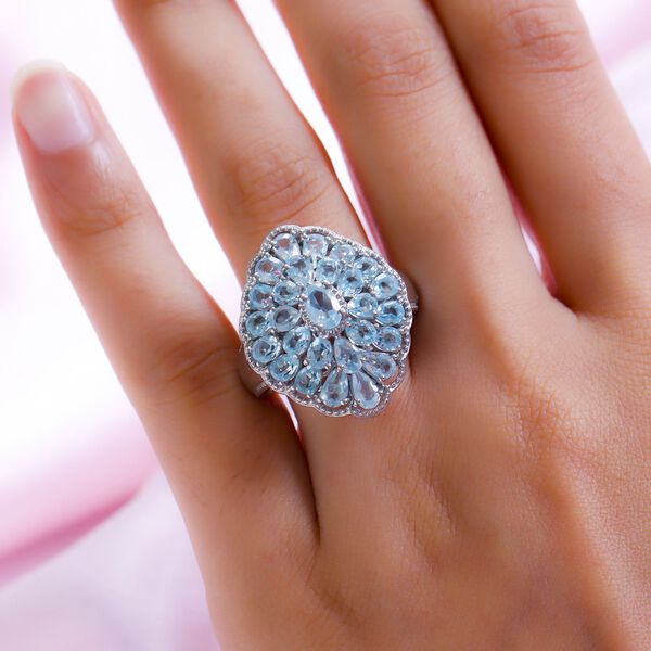 Himmelblauer Topas-Ring 925 Silber platiniert  ca. 6,14 ct image number 3