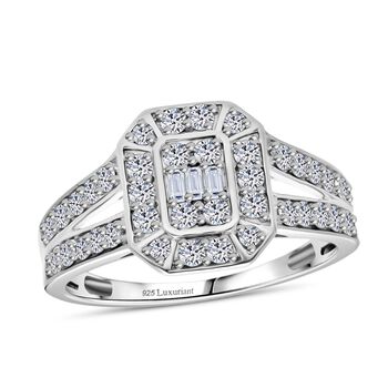 LUXURIANT SI-GH Labor Diamant Halo Ring, 925 Silber rhodiniert - 1 ct.