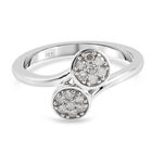 Diamant Bypass Ring 925 Silber platiniert (Größe 18.00) ca. 0,20 ct