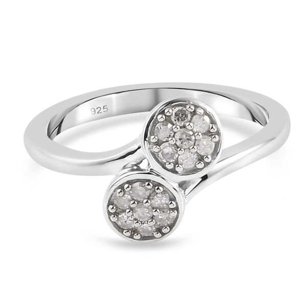 Diamant Bypass Ring 925 Silber Platin-&Uuml;berzug