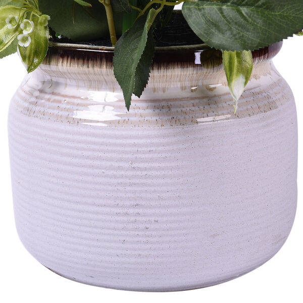 6 rosae Lilien, 3 rosa Rosen mit wei&szlig;er Keramikvase image number 4