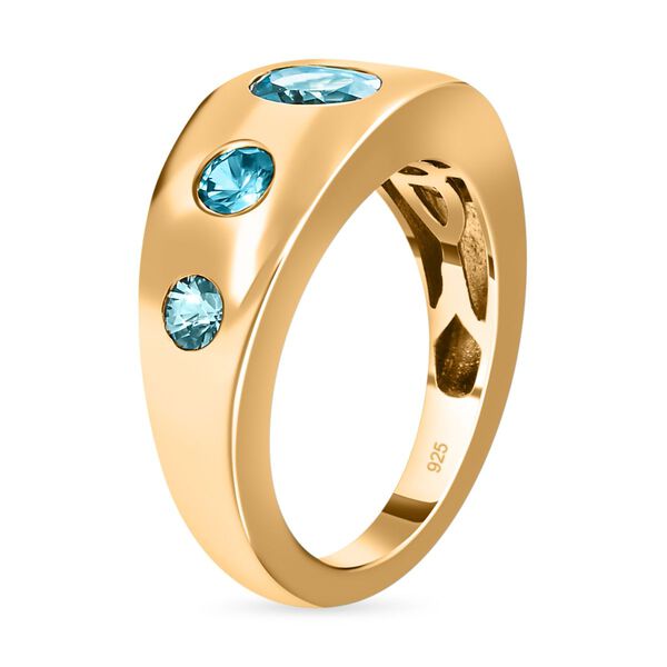 Kambodschanischer blauer Zirkon-Ring, 925 Silber vergoldet  ca. 1,58 ct image number 5
