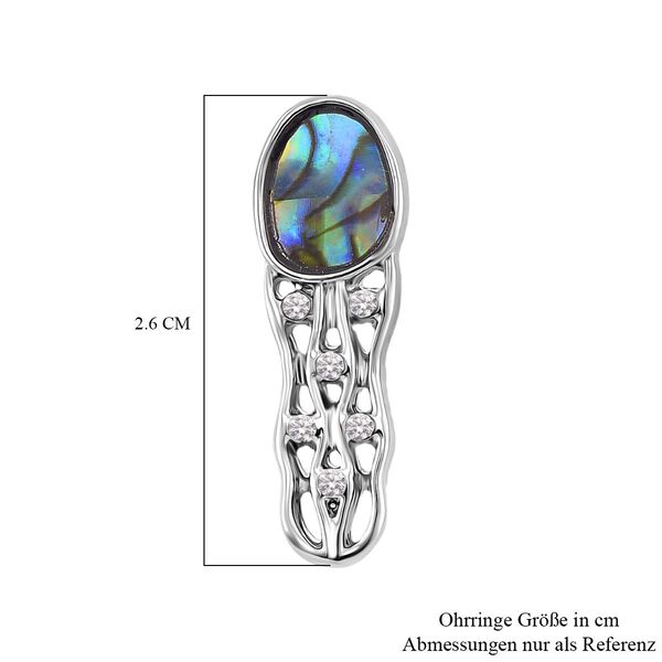 J Francis gefertigt mit SWAROVSKI- Abalone Muschel und weiße Kristall Ohrringe in Silberton image number 6