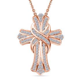 LUXURIANT VS Labor Diamant Anhänger mit 50cm Kette, 925 Silber 750 Roségold Vermeil - 0,51 ct.