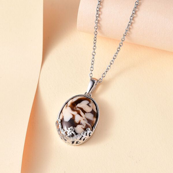 Erdnuss Holz Jaspis Anhänger mit Kette, ca. 20.00 ct image number 2