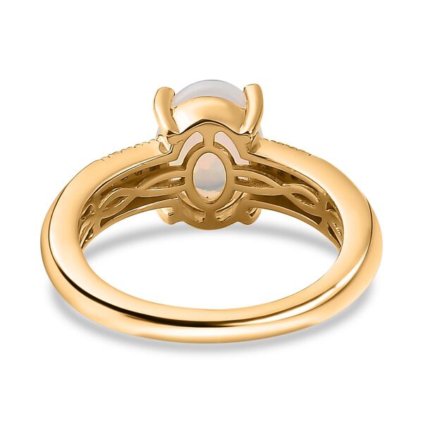 AA Nat&uuml;rlicher, &auml;thiopischer Welo Opal, Moissanit Ring, 925 Silber Gelbgold Vermeil (Gr&ouml;&szlig;e 17.00) ca. 1.35 ct image number 7