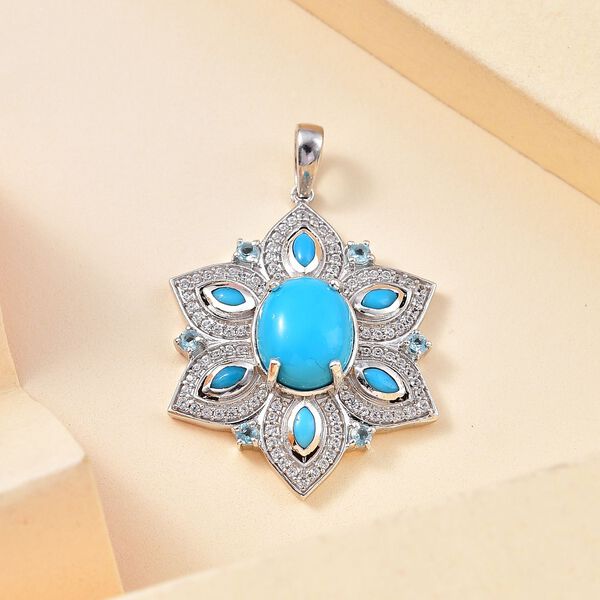 Sleeping Beauty T&uuml;rkis, Paraiba Apatit und Zirkon Anh&auml;nger - 4,33 ct. image number 2