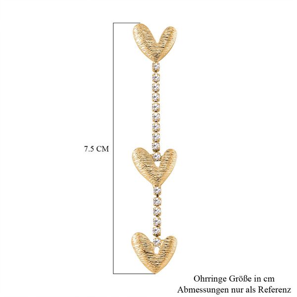 Herzf&ouml;rmige Kristall-Ohrh&auml;nger in Goldton image number 6