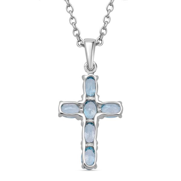 D'joy Blauer Zirkon Anh&auml;nger mit Kette ca. 50 cm, 925 Silber rhodiniert und 316L Edelstahl ca. 2.17 ct image number 4