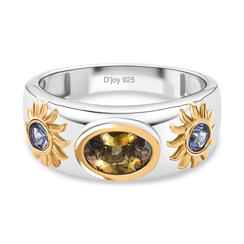 D Joy Natürlicher goldener Tansanit, Tansanit Ring 925 Silber Rhodiniert und 750 Gelbgold Vermeil (Größe 17.00) (10-15 Werktage Lieferzeit) ca. 1.09 ct image number 0