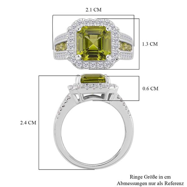 Djoy EXKLUSIVER ASSCHER SCHLIFF Premium Nat&uuml;rlicher Peridot Ring 925 Silber rhodiniert (Gr&ouml;&szlig;e 20.00) ca. 2.36 ct image number 5