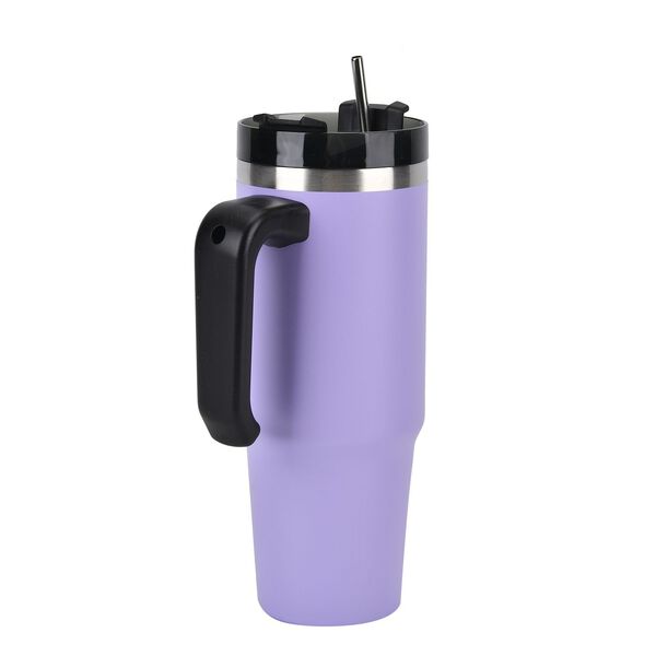 887 ml Edelstahlbecher mit Strohhalm in Violett image number 8