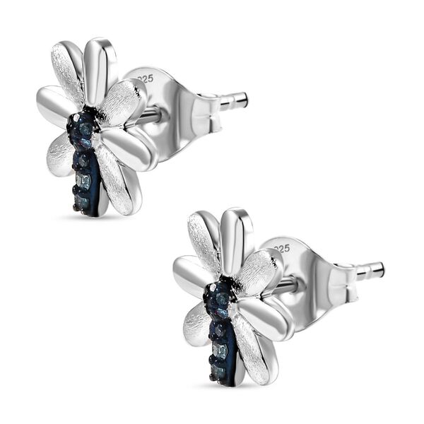 GP Italian Garden Kollektion - Blaue Diamant und Kanchanaburi blaue Saphir Ohrringe, 925 Silber rhodiniert - 0,13 ct. image number 4