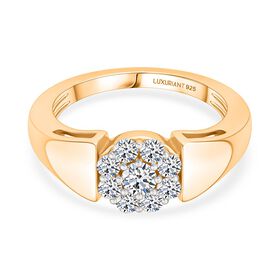 LUXURIANT DIAMOND - Lab Grown Diamant SI-GH SGL zertifiziert Ring 925 Silber 750 Gelbgold Vermeil (Größe 19.00) ca. 0.50 ct