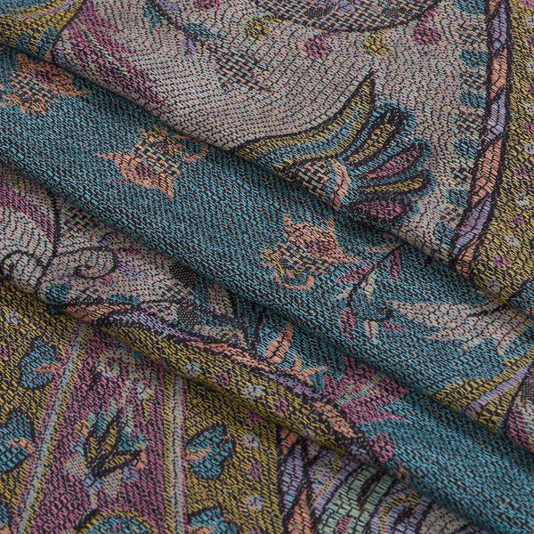 Schal mit Quasten und Paisleymuster, 70x180 cm, Schwarz, olivgr&uuml;n und blaugr&uuml;n image number 4