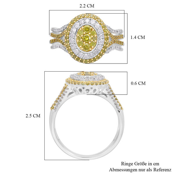 Gelber und wei&szlig;er Diamant Ring  - 0,99 ct. image number 4