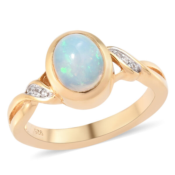 Nat&uuml;rlicher, &auml;thiopischer Opal und Zirkon-Ring, 925 Silber vergoldet  ca. 0,84 ct image number 4