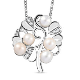 EVER TRUE Süßwasser Perle, Weißer Zirkon Schmuckset ca. 50 cm 10.09 ct