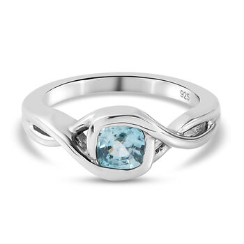 Kambodschanischer blauer Zirkon Ring 925 Silber platiniert (Gr&ouml;&szlig;e 16.00) ca. 0,91 ct