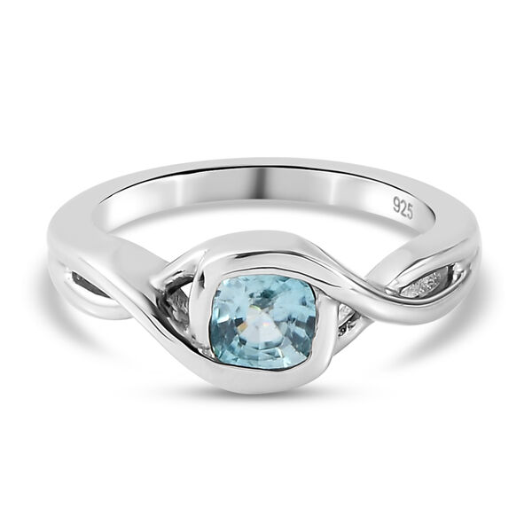 Kambodschanischer blauer Zirkon Ring 925 Silber platiniert  ca. 0,91 ct